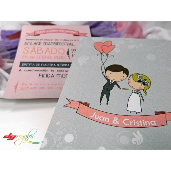 Invitación de Boda Divertida y Colorida (Globos)