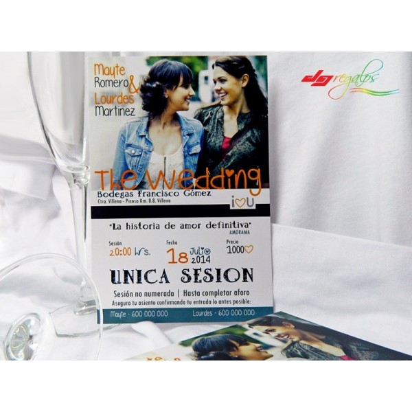 Invitación de Boda Personalizada Entrada de Cine