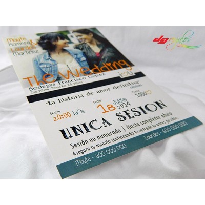 Invitación de Bodas Modelo Entrada Cine