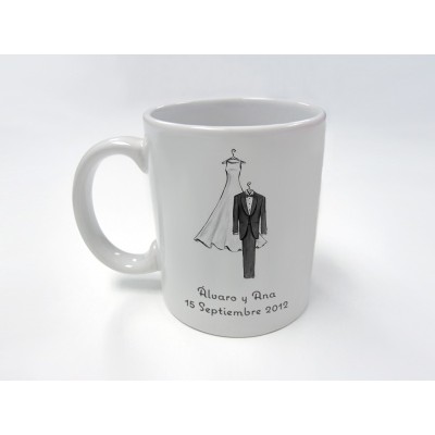 Taza personalizada diseño traje de bodas