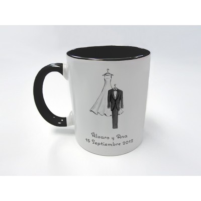 Taza personalizada diseño traje de bodas