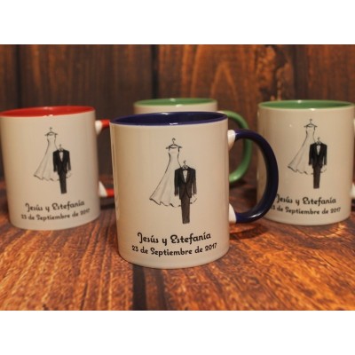 Taza personalizada diseño traje de bodas