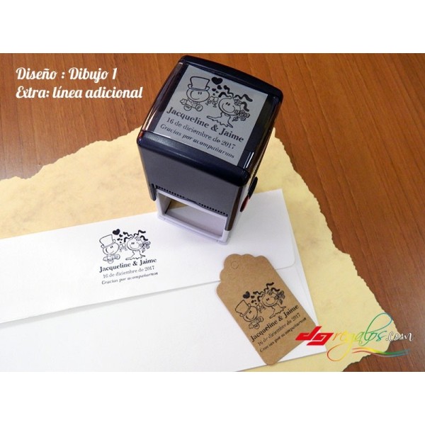 Sellos Personalizados Cuadrados para Bodas y Eventos