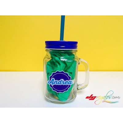 Jarra de cristal personalizada para smoothies y batidos