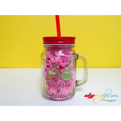 Jarra de cristal personalizada para smoothies y batidos