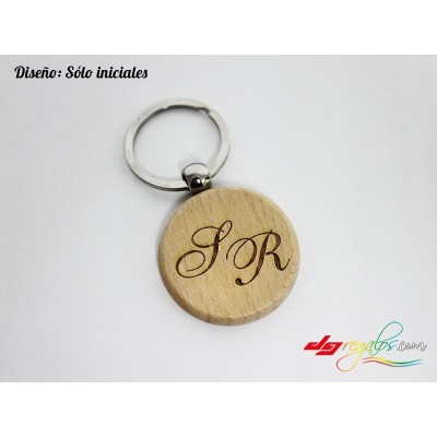 LLavero circular de madera personalizado grabado a láser