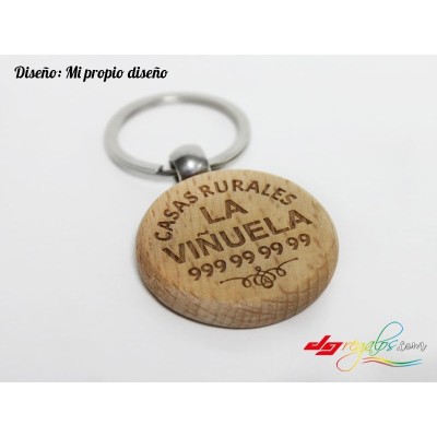 LLavero circular de madera personalizado grabado a láser