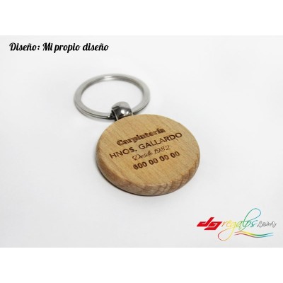 LLavero circular de madera personalizado grabado a láser