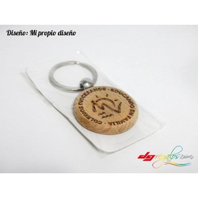LLavero circular de madera personalizado grabado a láser