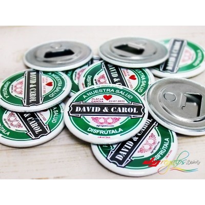 Chapa abridor de botellín con imán para nevera