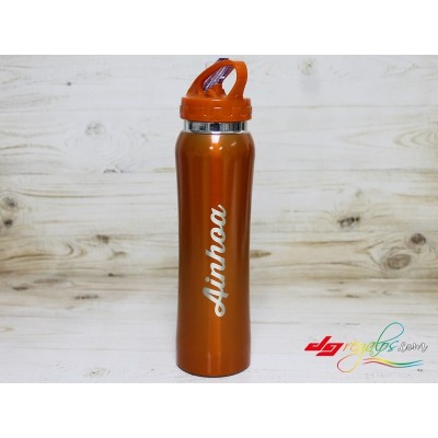 Bidón o botella termo de acero inoxidable grabado a láser ideal para escapadas o el gimnasio