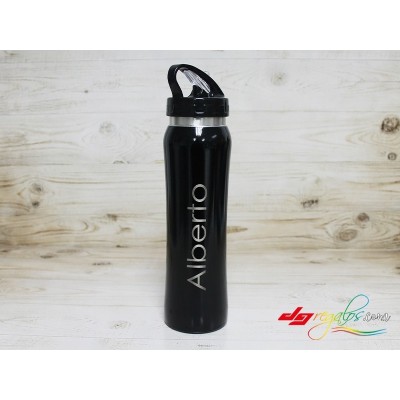 Bidón o botella termo de acero inoxidable grabado a láser ideal para escapadas o el gimnasio