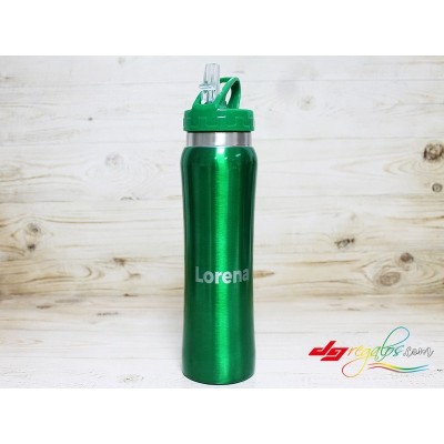 Bidón o botella termo de acero inoxidable grabado a láser ideal para escapadas o el gimnasio