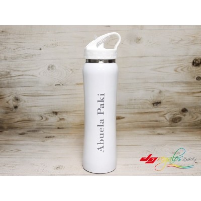 Bidón o botella termo de acero inoxidable grabado a láser ideal para escapadas o el gimnasio