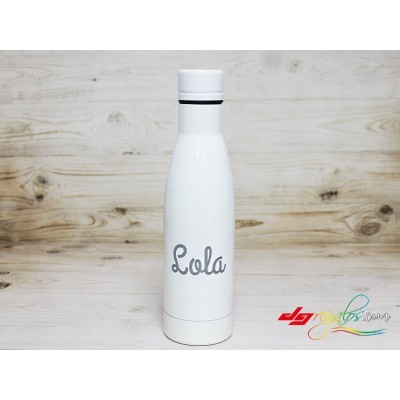 Botella o bidón térmico de acero inoxidable con doble capa y aislamiento de cobre al vacío personalizada con grabado a láser