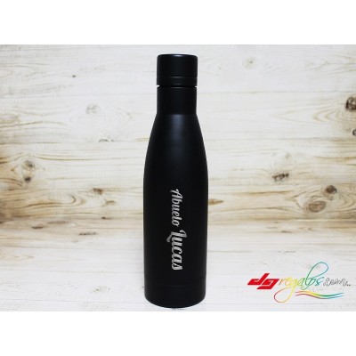 Botella o bidón térmico de acero inoxidable con doble capa y aislamiento de cobre al vacío personalizada con grabado a láser