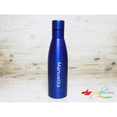 Botella o bidón térmico de acero inoxidable con doble capa y aislamiento de cobre al vacío personalizada con grabado a láser