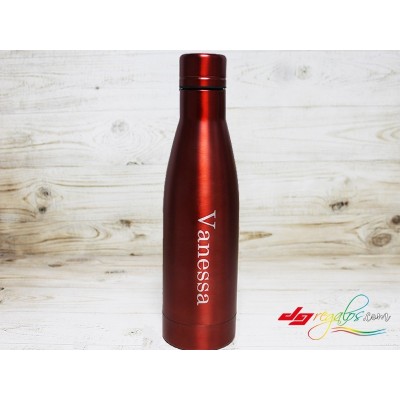 Botella o bidón térmico de acero inoxidable con doble capa y aislamiento de cobre al vacío personalizada con grabado a láser