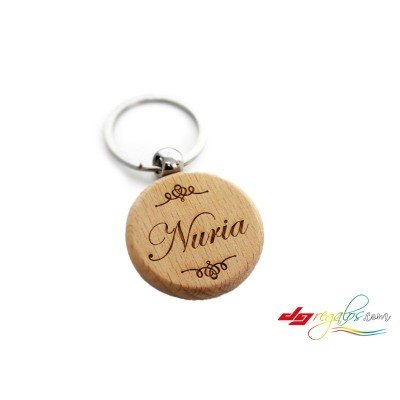 LLavero circular de madera personalizado grabado a láser