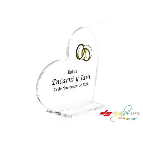 Topper de Corazón Grabado a Láser para Tartas de Bodas
