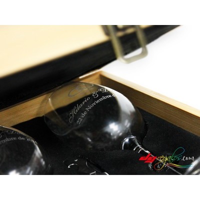 Pack de Copas de Vino Personalizadas en estuche de madera (Enólogo)