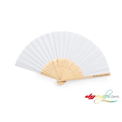 Abanico Blanco Personalizado con Varillas de Madera – Ideal para Bodas, Comuniones y Eventos Especiales