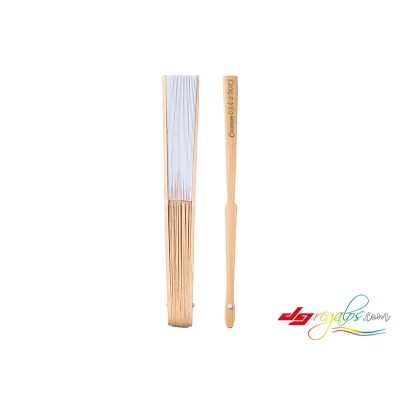 Abanico Blanco Personalizado con Varillas de Madera – Ideal para Bodas, Comuniones y Eventos Especiales
