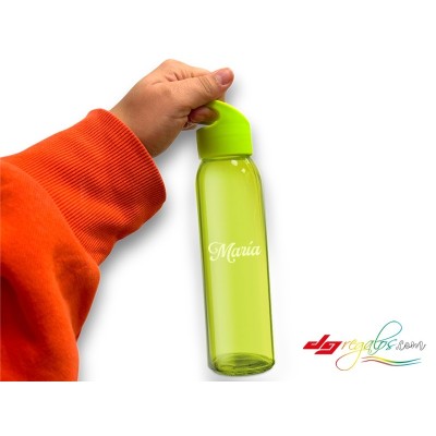 Botella de Vidrio con Tapa Hermética y Asa para Colgar – 470 ml, Libre de BPA y Fugas (Color Lima)