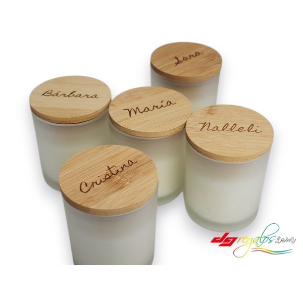 Vela Aromática Personalizada con Tapa de Madera de bambú