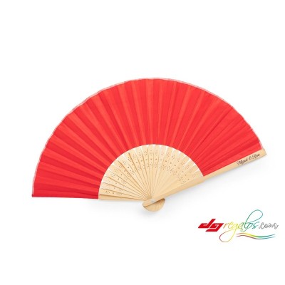 Abanico Blanco Personalizado con Varillas de Madera – Ideal para Bodas, Comuniones y Eventos Especiales