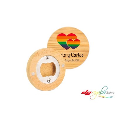 Abridor Magnético de Bambú Personalizado – Con Sistema Metálico y Grabado Láser para Botellas