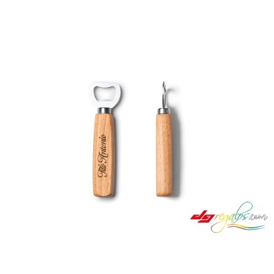Abridor Personalizado de Acero y Madera Natural | Elegante, Útil y Único