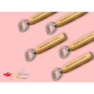 Abridor Personalizado de Acero y Madera Natural | Elegante, Útil y Único